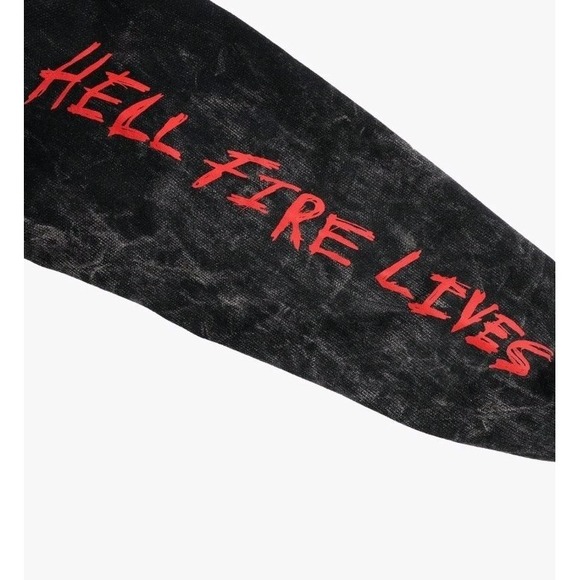 NEW STRANGER THINGS HELLFIRE CLUB Black Acid PULLOVER Sweatshirt Unisex Med - Picture 2 of 6